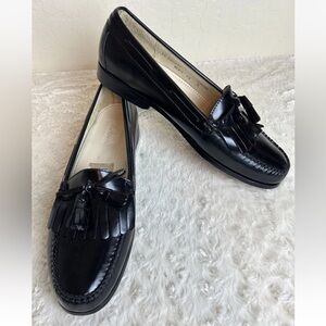 Cole Haan Men’s 13D Black Leather Kiltie Pinch Tassel Loafers Dress Shoes CO2691